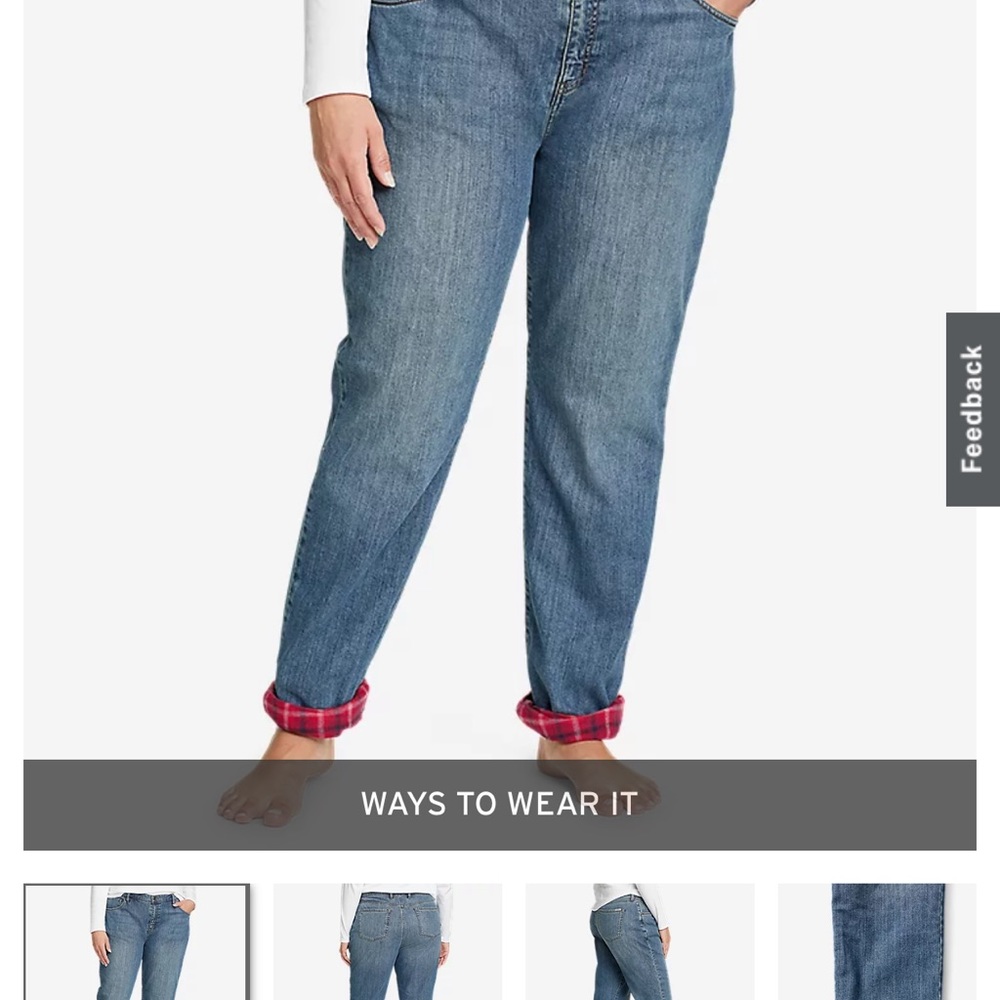 Eddie Bauer flannel lined jeans cascade color 2R